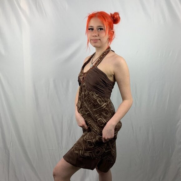 Bcbg Maxazria Brown Halter Dress Size 6 - Picture 3 of 10